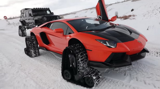 Lamborghini Aventador sa gusenicama za sneg