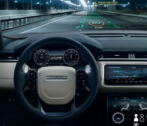 Jaguar Land Rover 3D head-up ekran Jaguar Land Rover 3D head-up ekran