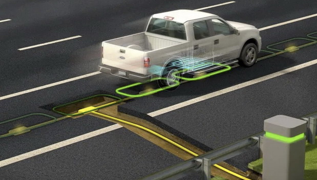 Put koji u vožnji puni električne automobile Put koji u vožnji puni električne automobile